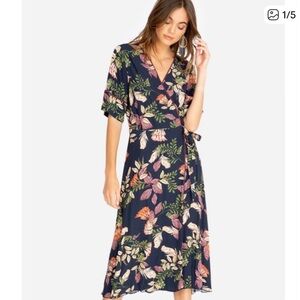 Jade Johnny Was Ryker Wrap Dress Floral Navy Mixed Size M*